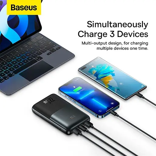 Зовнішній акумулятор BASEUS Bipow Pro 20000 mAh 22.5W портативне зарядне чорне - фото 8