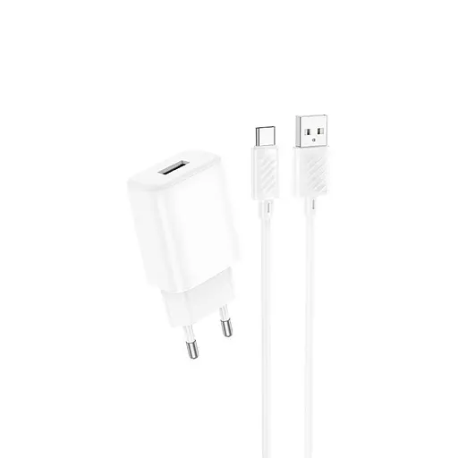 Адаптер сетевой Hoco Type-C Cable Solid single Port charger C134A | 1USB, 12W/2.4A | - фото 1