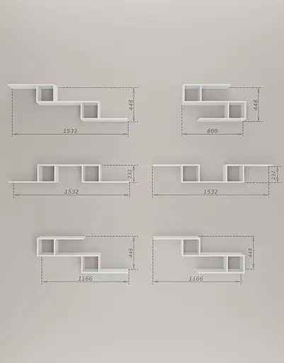 Полка-конструктор MebelStar 153,2x20x44,8 см Аляска белый (MBS-1797) - фото 6
