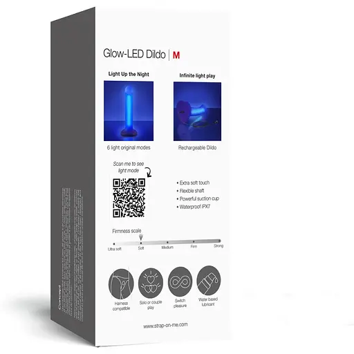 Дилдо, що світиться Strap-On-Me Glow-LED Dildo Purple - M - фото 4