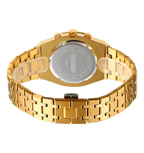 Чоловічий наручний класичний годинник Skmei 9296 (Золотий) - фото 6