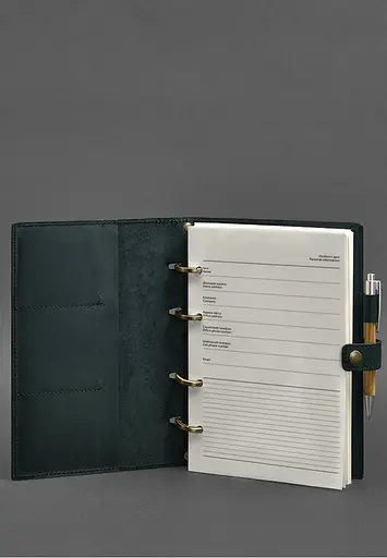 Шкіряний блокнот з датованим блоком (Софт-бук) 9.1 зелений Crazy Horse - фото 3
