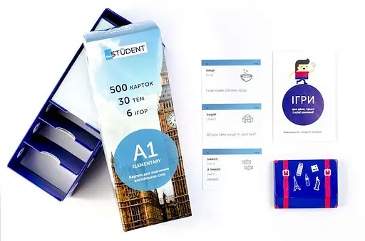 Настільна гра English Student Картки для вивчення англійської мови English Student Elementary A1 (укр.) (39122560)