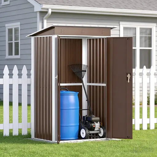 Хозблок-сарай металлический SS-03 с односкатной крышей 185х120х90 см Коричневый - фото 2