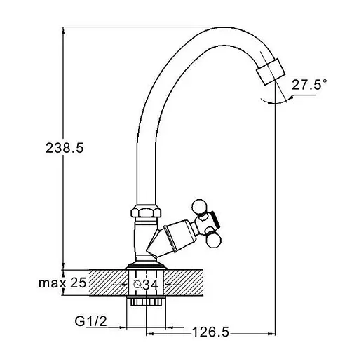 Змішувач для кухні Zegor DMX14-A605 монокран одновентельний 30412 - фото 2