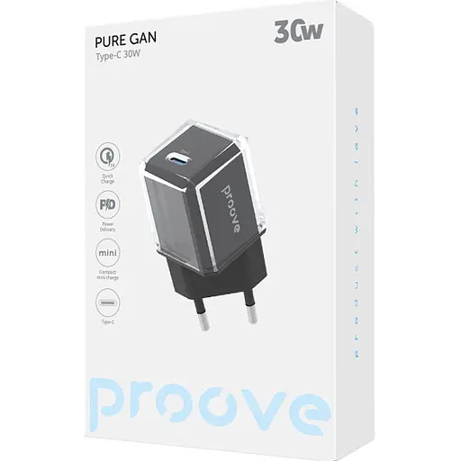 Мережевий зарядний пристрій Proove Pure GaN 30W USB-C Black (WCPU30012201) [130273] - фото 2
