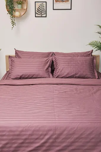 Комплект постільної білизни Moon&Star полуторний 143х210 наволочки 2х50х70 Garnet Satin Stripe - фото 2