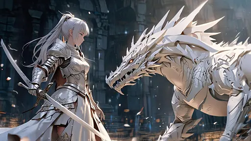 Дерев'яний класичний пазл Дівчина воїн та дракон, А3, Картонна коробка 200 елементів - фото 1