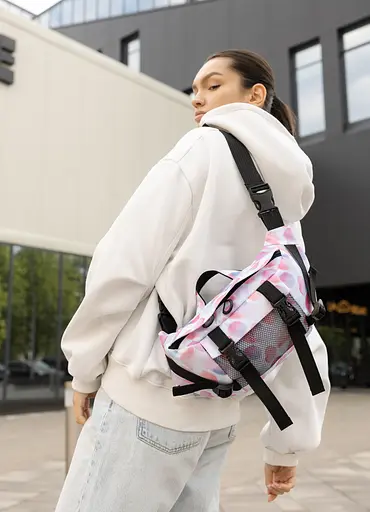 Большая женская поясная сумка бананка Sambag DynamicDart принт "Blush Drop" 38×21×7 см (80411152) - фото 6