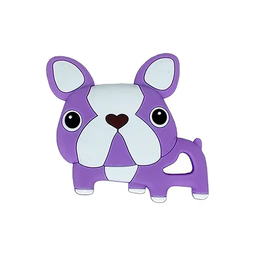 Силиконовый прорезыватель "Бульдожка" Mega Zayka MGZ-0414(Violet) фиолетовый, 8х1х8 см - фото 1