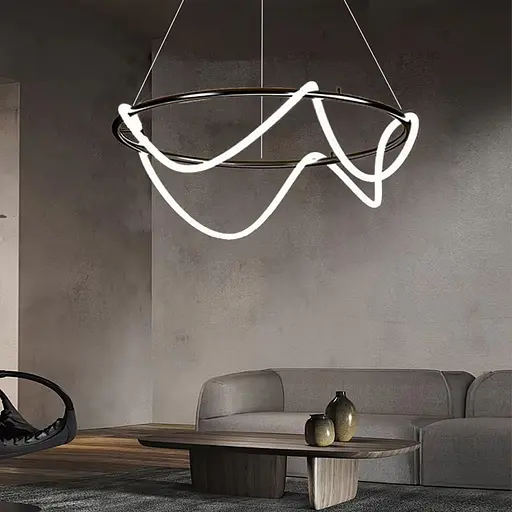 Кольцевая черная люстра с гибкой LED лентой Ø105 см (кольцо 80 см) | Ст. Y 410-800 BK | Line F - фото 1