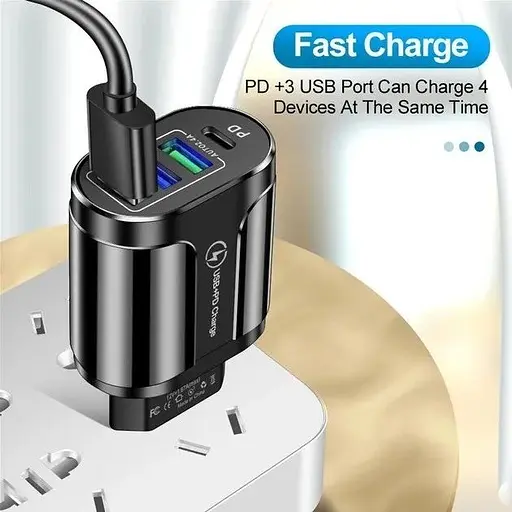 Зарядний пристрій Mirrow 3 USB Type-C Super Charge/Quick Charge 3.0 5V/2.4A Black (355621451) - фото 4