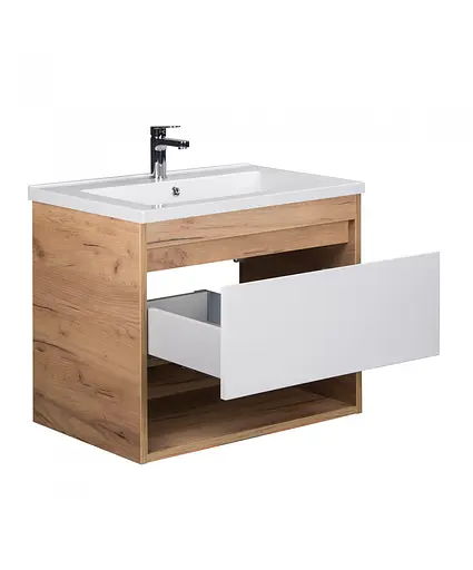 Тумба Мойдодир Oslo 70 Wood з умивальником Cosmo 70 дуб крафт/Білий - фото 2