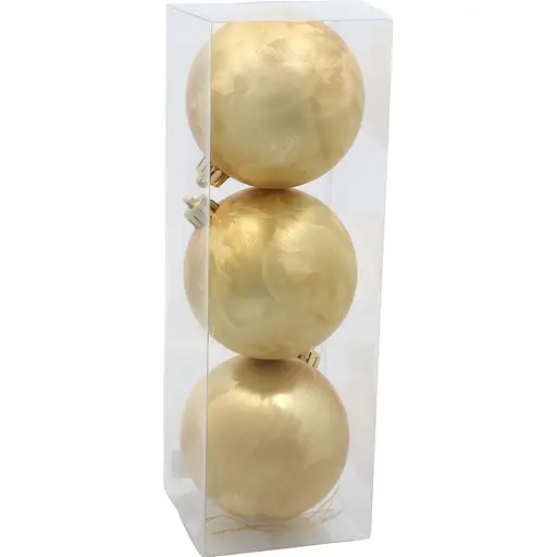 Комплект елочных шариков Chomik пластиковые 8 см золотистые 3 шт. (GIF3870)