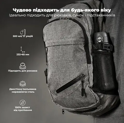 Пляшка для води ION8 металева вакуумна 500 мл Vacuum Insulated Grey (I8TS500GRY) - фото 5