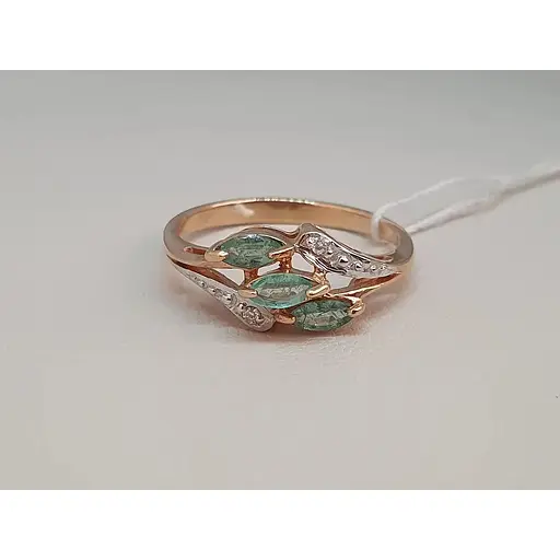 Золотое кольцо с бриллиантами и изумрудом. RE70016K 17 - фото 4