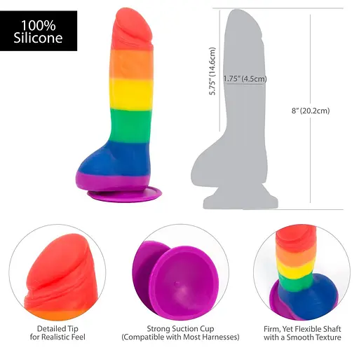 Райдужний фалоімітатор Addiction - JUSTIN - 8" - RAINBOW, 20,3 см, силікон - фото 4