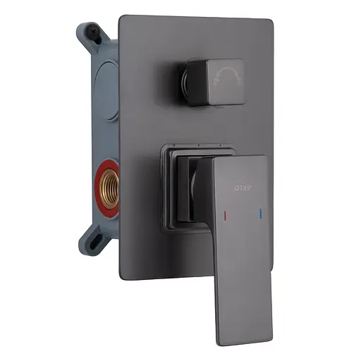 Душевая система для душа Qtap Gemini скрытого монтажа на два потребителя QTGEM113GMB45698 Gunmetal Black PVD, Шлифованный черный хром - фото 3