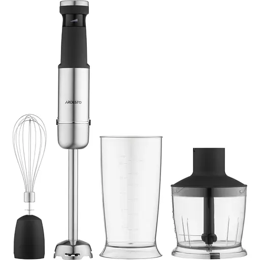 ARDESTO Блендер понурительный HBG-1000WHCHC, 1000Вт, 3в1, чаша-600мл, чоппер 500мл, черно-серебристый