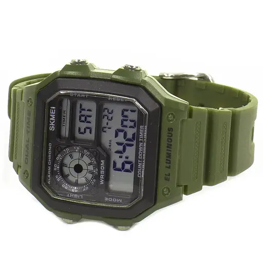 Чоловічий спортивний наручний годинник Skmei 1299 Зелений - фото 8