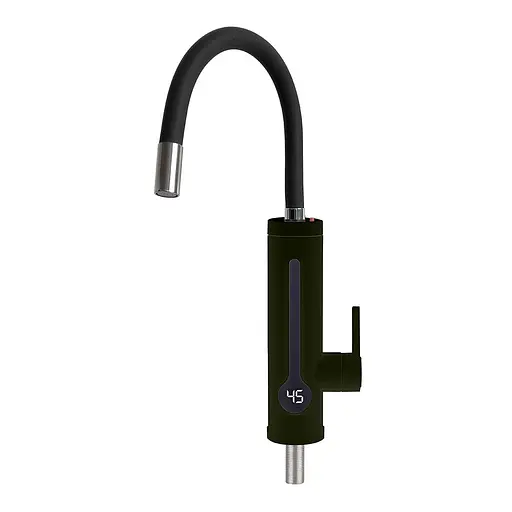 Проточный водонагреватель для кухни гибкий излив датчик температуры термопредохран. 3,3 кВт черный Wezer SDR-G8TR-Black - фото 1