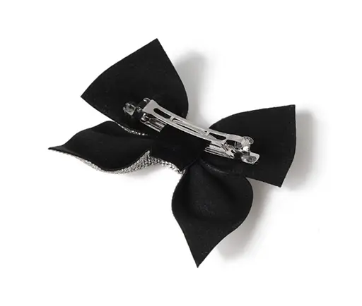 Заколка Бант с мелкими блестящими стразами металлический зажим Серебристый - фото 2