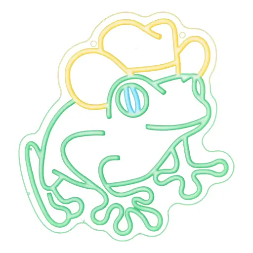 Неонова вивіска Жаба з ковбойським капелюхом