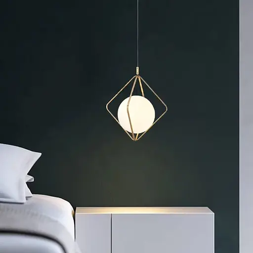 Латунний підвісний світильник із білим плафоном Ø 27 см | Арт. G 68-400 AB | Line F - фото 1