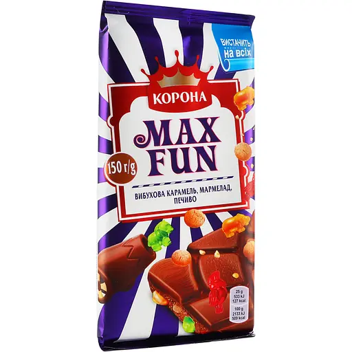 Шоколад молочный Корона Max Fun Карамель, мармелад и печенье 150 г (918395) - фото 3