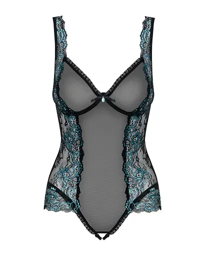 Сетчатое боди на косточках Obsessive Amanta teddy черное с доступом S/M - фото 5