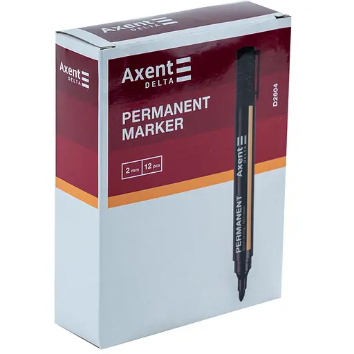 Набор маркеров Axent Permanent D2604 Standard круглый 2 мм 12 шт. черный (D2604-01) - фото 3
