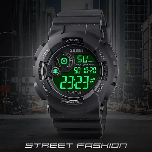 Чоловічий наручний спортивний годинник Skmei 1583 (Чорний з чорним) - фото 3