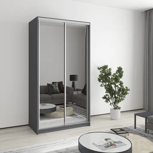 Шафа-купе дводверна MebelStar Стандарт AL 2 Дзеркала 110x60x210 см Антрацит (MBS-2523)