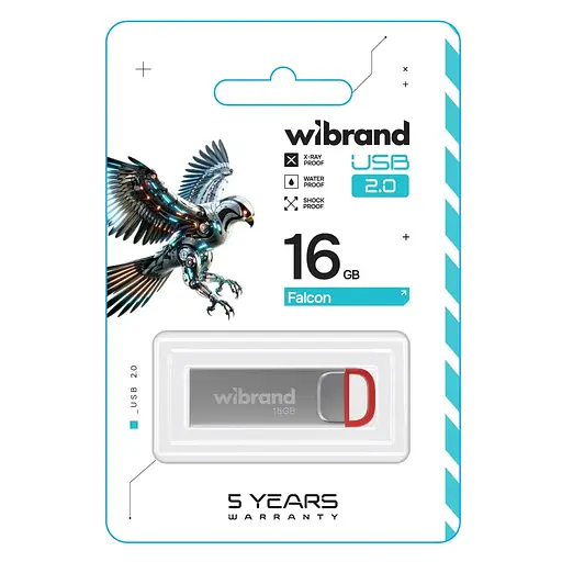 USB флеш накопичувач Wibrand 16GB Falcon Silver-Red USB 2.0 WI2.0/FA16U7R - фото 2