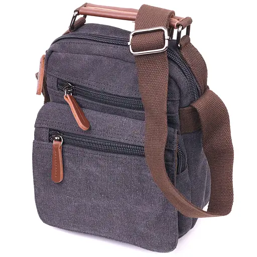 Стильна чоловіча сумка із щільного текстилю 21х24х9 см Vintage 21х24х9 см 000221887