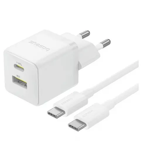 Швидке зарядне з кабелем Baseus Palm Fast Charger C+U 30 W + Cable Type-C to Type-C P1011160A213-01 Біле - фото 1