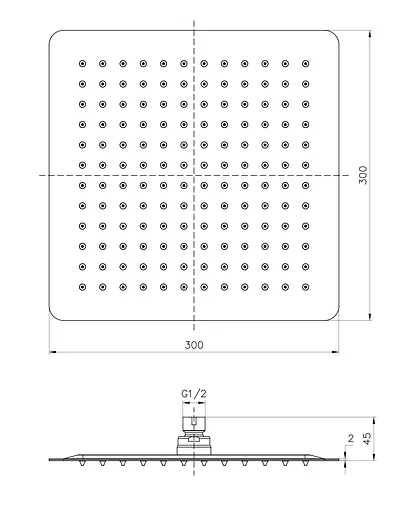 Верхний душ 300 мм Imprese SQ300SS2, Хром - фото 2