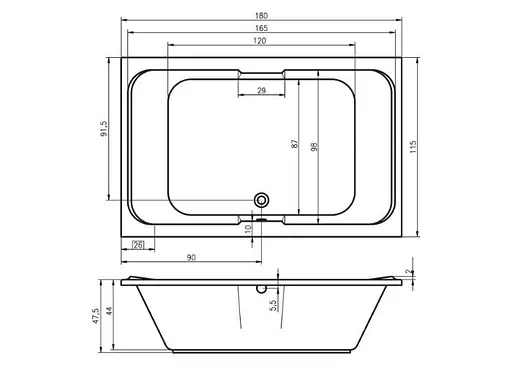 Ванна акриловая Rho Sobek 180x115 BB2800500000000 - фото 2