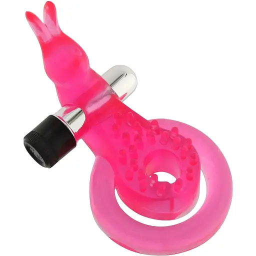 Эрекционное кольцо с вибрацией Seven Creations Cock & Ball Ring Rabbit розовый