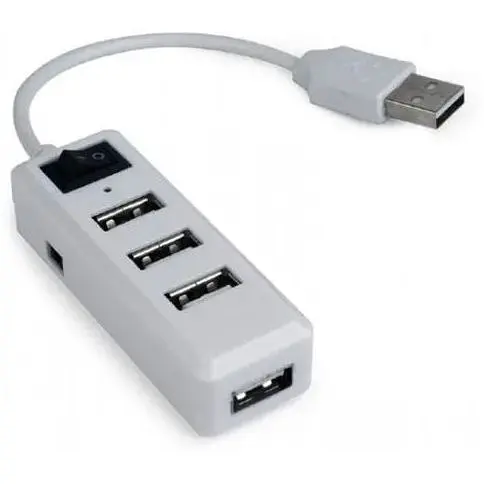 Хаб Usb Gembird UHB-U2P4-21, белый, Usb 2.0 - 4xUsb 2.0, кабель 15 см - фото 1