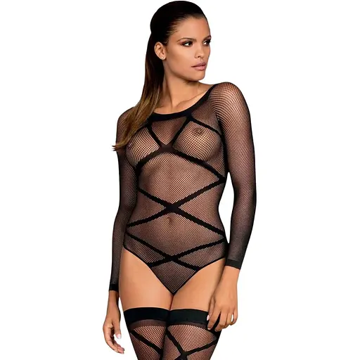 Бодистокинг Obsessive Bodystocking G320 чулки боди декор в виде линий S/M/L