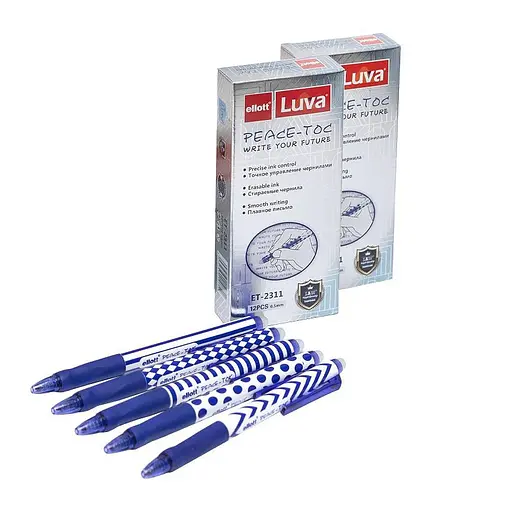 Ручка автоматическая пишет-стирает ET2311-12 синяя, упаковка 12 шт