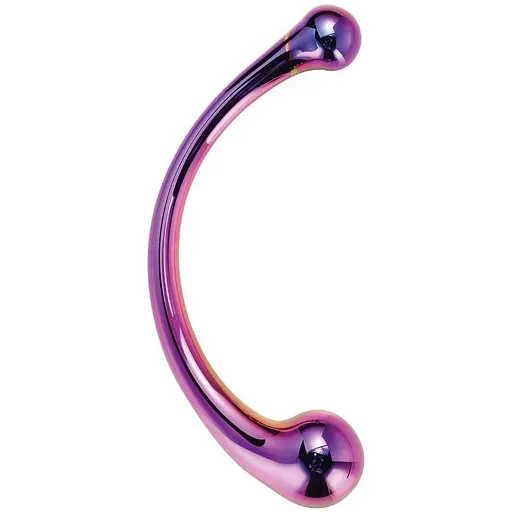Двосторонній фалоімітатор Glamour Glass Curved Wand 17 см мульті