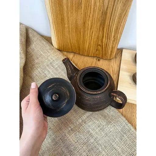 Чайник для завариваня 1 литр керамический (глиняный) с ручкой гладкий - фото 5