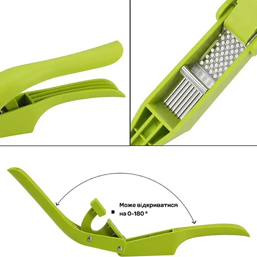 Многофункциональный пресс измельчитель для чеснока чесночница с функцией нарезки чеснока дольками (2 в 1), Kitchen Master Оранжевый 86885 - фото 10