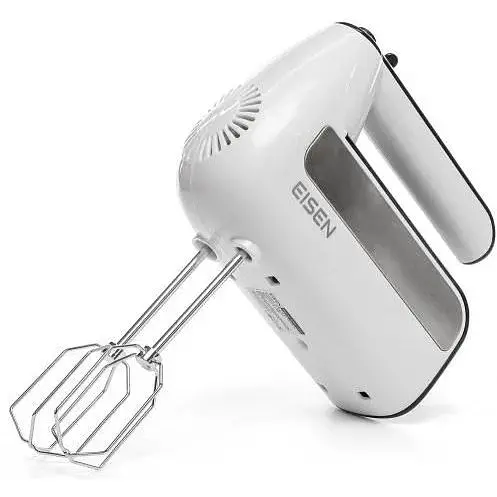 Міксер Eisen EHM-415W White 450W ручний 5 швидкостей турбо режим винчики гаки для замісу тесту захист від перегріву - фото 1