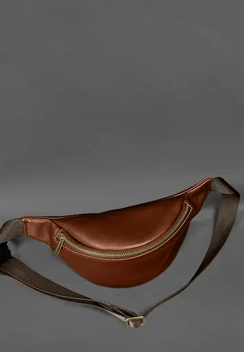 Шкіряна поясна сумка-бананка Kanny світло-коричнева - фото 3
