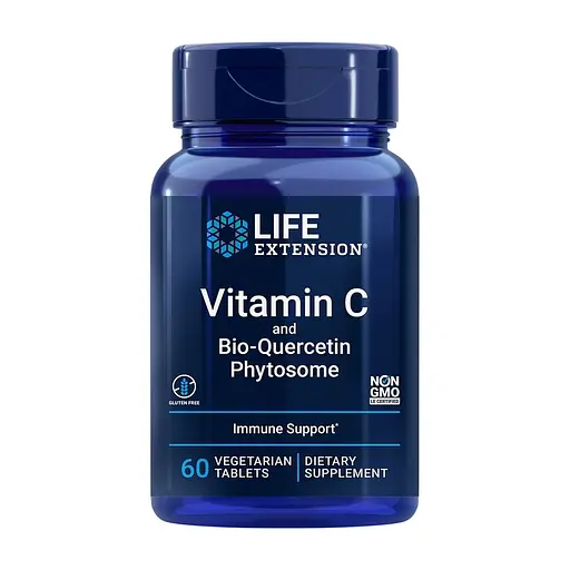 Витамин С и фитосома био-кверцетина Life Extension Vitamin C and Bio-Quercetin Phytosome, 60 таблеток для поддержки сердечно-сосудистой системы