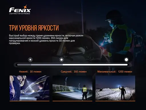 Тактичний ручний ліхтар Fenix PD32 V2.0 1200лм (Чорний) - фото 6
