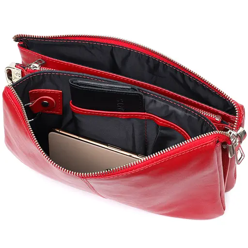 Кожаная женская сумка Grande Pelle 26х15.5х3 см sum0023602 - фото 7